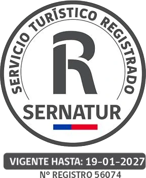 Sello del registro SERNATUR de guías, N° 56074, vigente hasta el 19-01-2027