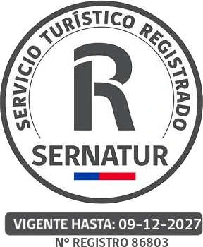 Sello del registro SERNATUR de guías, N° 86803, vigente hasta el 09-12-2027